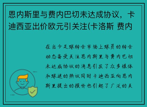 恩内斯里与费内巴切未达成协议，卡迪西亚出价欧元引关注(卡洛斯 费内巴切)