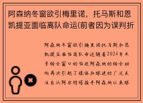 阿森纳冬窗欲引梅里诺，托马斯和恩凯提亚面临离队命运(前者因为误判折损了8)